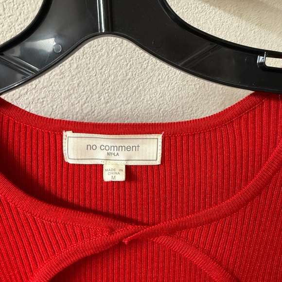 Red Ribbed Knit Dress - Picture 3 of 5